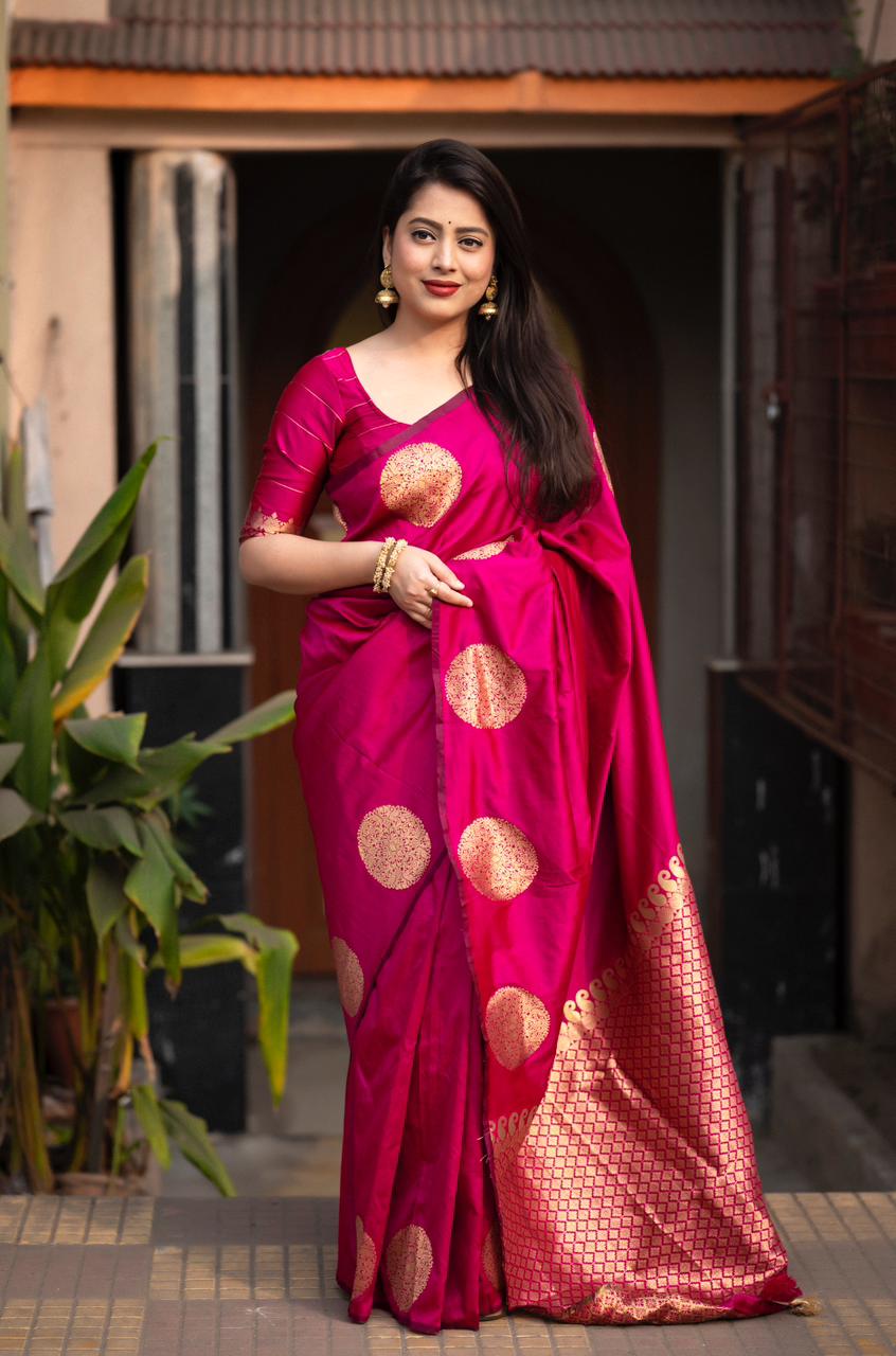 Rich zari woven pallu with with cotton  Soft Silk Saree